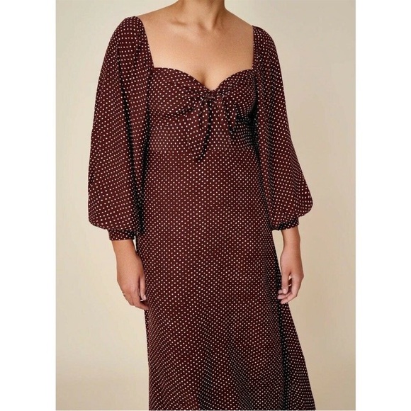 Faithfull the Brand Tangerina Midi Dress Bonnie Dot red/brown - Picture 3 of 6